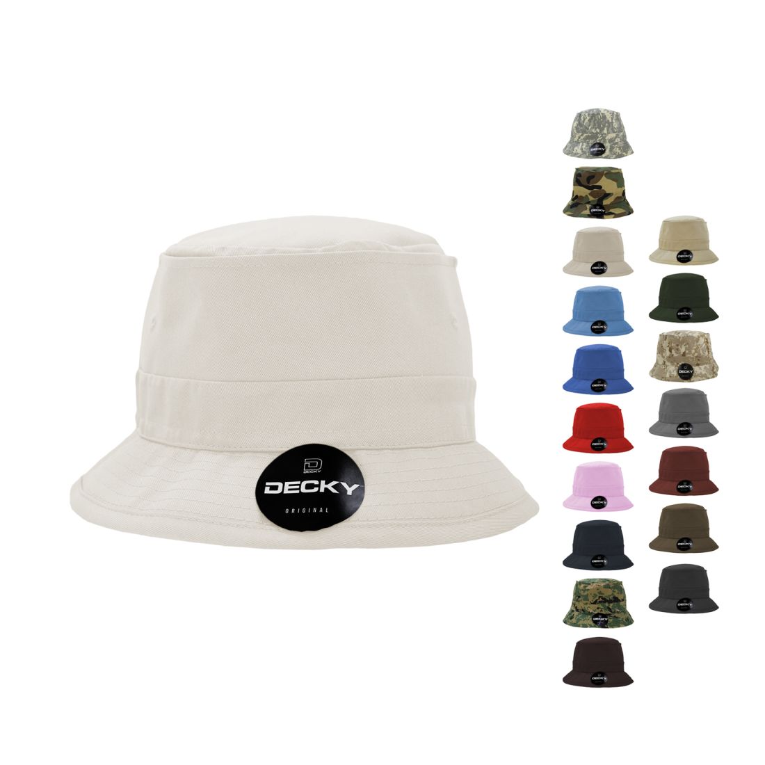 Decky 450 Structured Bucket Hats Cotton Fisherman Buckets Caps Blank, Red / Small/Medium