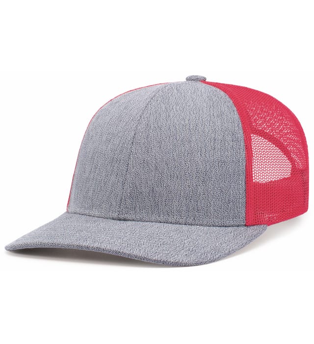 Custom Embroidered Pacific Headwear 210C Melange Heather Low-Profile Trucker Hat - Flat Embroidery