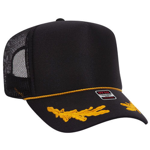 Otto 39-165 Gold Oak Leaf 5 Panel High Crown Mesh Back Trucker Hat - Star Hats & Embroidery