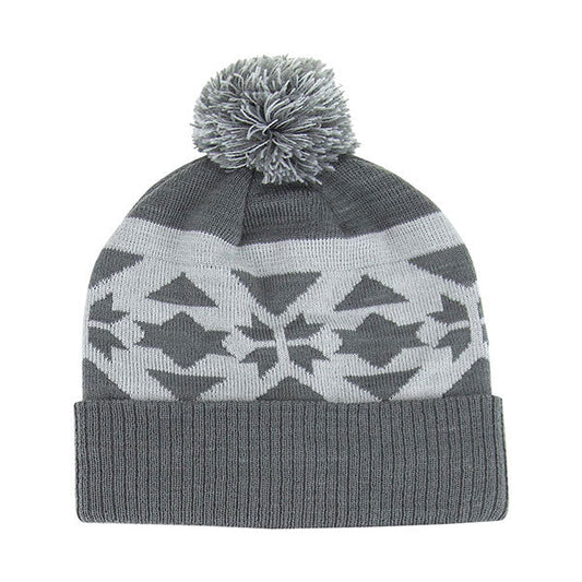 Mega Cap 5069 Jacquard Knit Pom Beanie - Star Hats & Embroidery