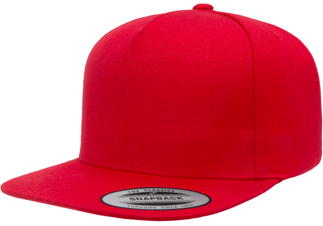 Yupoong 5089M Premium 5-Panel Snapback Hat Flat Bill Cap - YP Classics