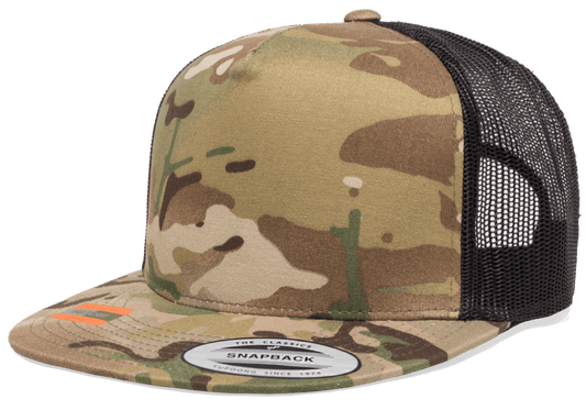 Yupoong 6006MC MultiCam Camo Trucker Snapback Hat Flat Bill Cap with Mesh Back YP Classics - Arclight Wholesale