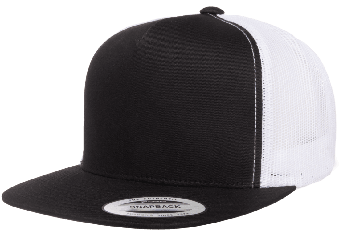 Yupoong 6006T Classic Trucker Snapback Hat Flat Bill Cap with Mesh Back, 2-Tone Colors - YP Classics