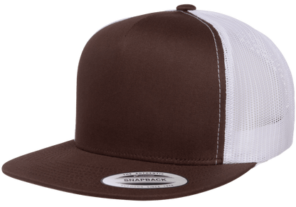 Yupoong 6006T Classic Trucker Snapback Hat Flat Bill Cap with Mesh Back, 2-Tone Colors - YP Classics