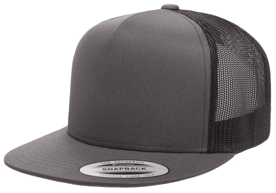 Yupoong 6006T Classic Trucker Snapback Hat Flat Bill Cap with Mesh Back, 2-Tone Colors - YP Classics