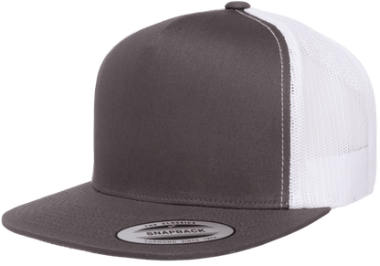 Yupoong 6006T Classic Trucker Snapback Hat Flat Bill Cap with Mesh Back, 2-Tone Colors - YP Classics