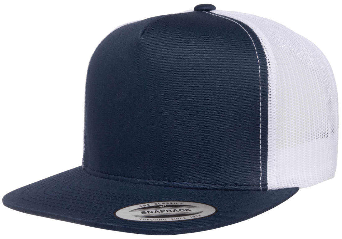 Yupoong 6006T Classic Trucker Snapback Hat Flat Bill Cap with Mesh Back, 2-Tone Colors - YP Classics