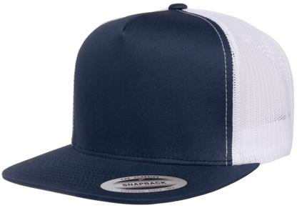 Yupoong 6006T Classic Trucker Snapback Hat Flat Bill Cap with Mesh Back, 2-Tone Colors - YP Classics