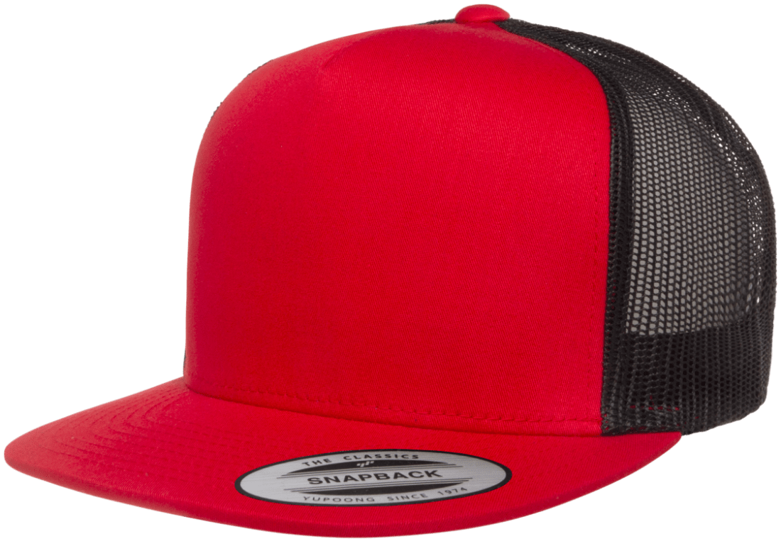 Yupoong 6006T Classic Trucker Snapback Hat Flat Bill Cap with Mesh Back, 2-Tone Colors - YP Classics