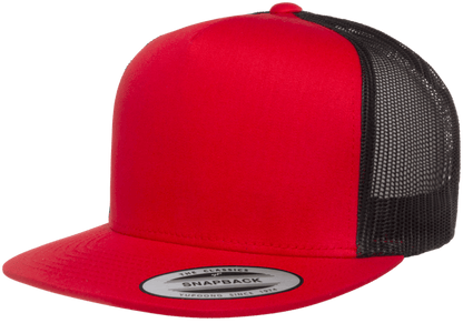 Yupoong 6006T Classic Trucker Snapback Hat Flat Bill Cap with Mesh Back, 2-Tone Colors - YP Classics