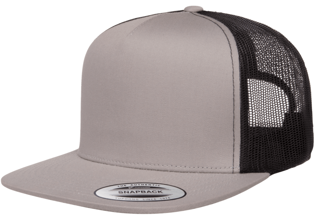Yupoong 6006T Classic Trucker Snapback Hat Flat Bill Cap with Mesh Back, 2-Tone Colors - YP Classics