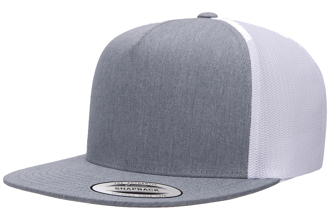 Yupoong 6006T Classic Trucker Snapback Hat Flat Bill Cap with Mesh Back, 2-Tone Colors - YP Classics