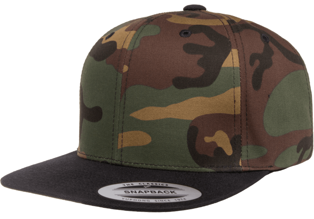 Yupoong 6089TC Premium Camo Snapback Hat Flat Bill Cap 2-Tone Camouflage YP Classics