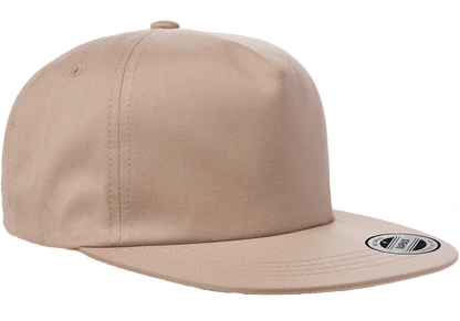 Yupoong 6502 Unstructured 5-Panel Snapback Hat, Flat Bill Cap - YP Classics