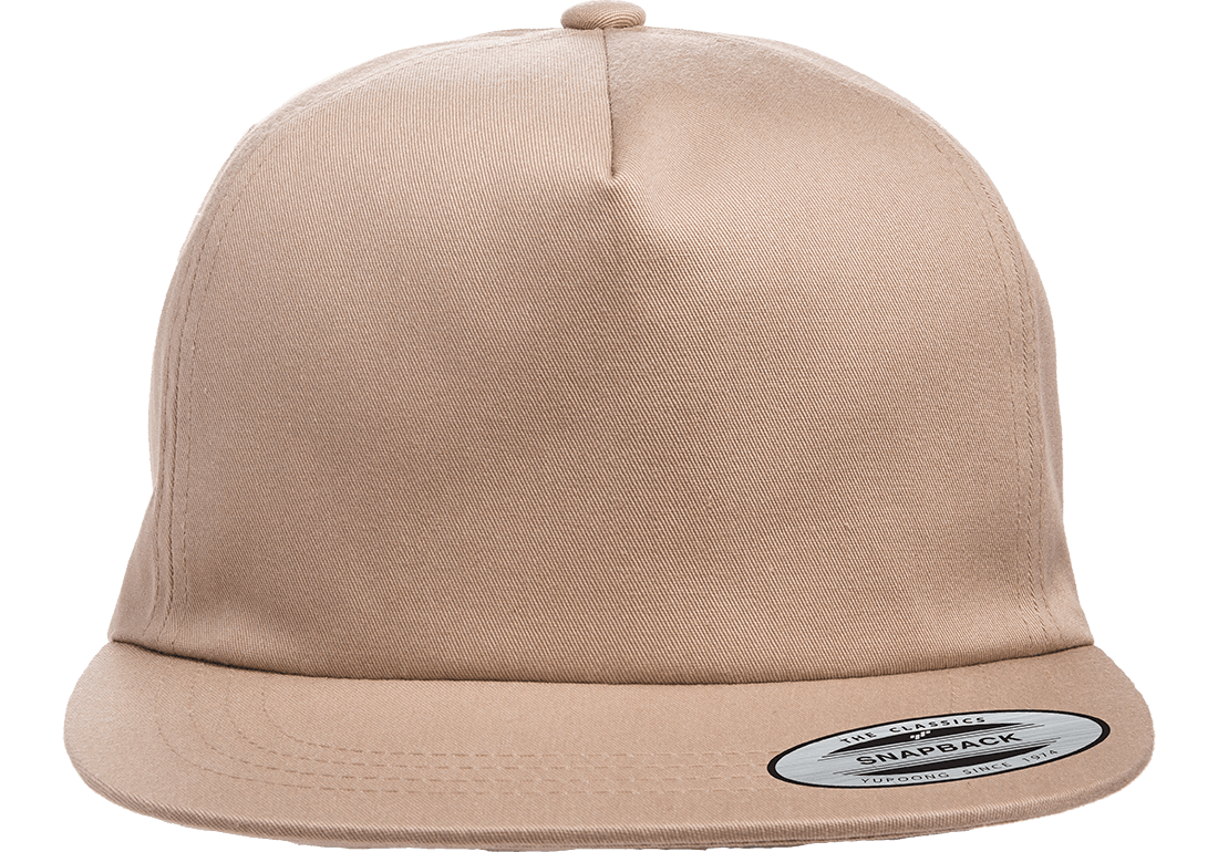 Yupoong 6502 Unstructured 5-Panel Snapback Hat, Flat Bill Cap - YP Classics