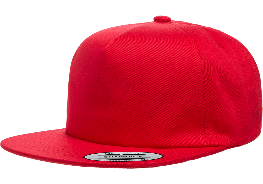 Yupoong 6502 Unstructured 5-Panel Snapback Hat, Flat Bill Cap - YP Classics