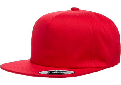 Yupoong 6502 Unstructured 5-Panel Snapback Hat, Flat Bill Cap - YP Classics