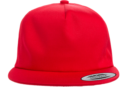 Yupoong 6502 Unstructured 5-Panel Snapback Hat, Flat Bill Cap - YP Classics