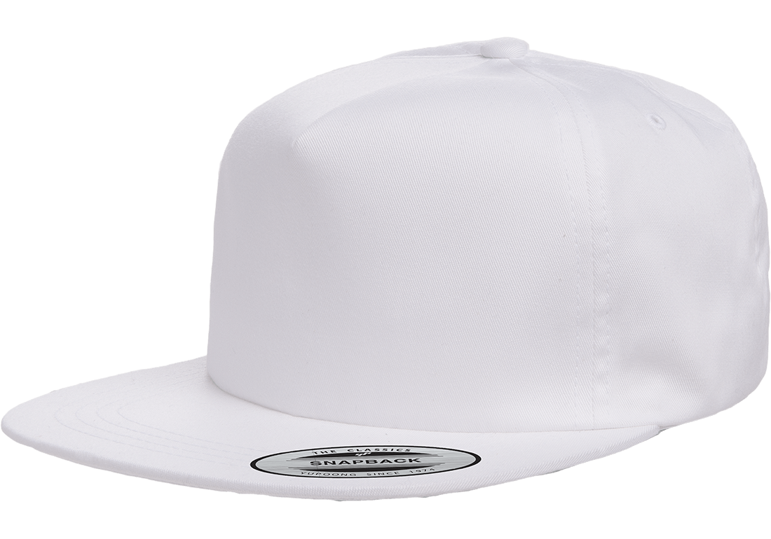 Yupoong 6502 Unstructured 5-Panel Snapback Hat, Flat Bill Cap - YP Classics