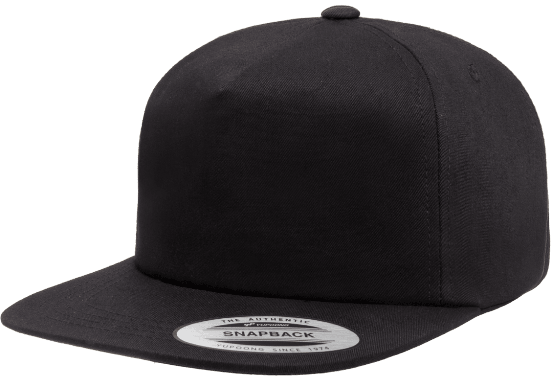 Yupoong 6502 Unstructured 5-Panel Snapback Hat, Flat Bill Cap - YP Classics