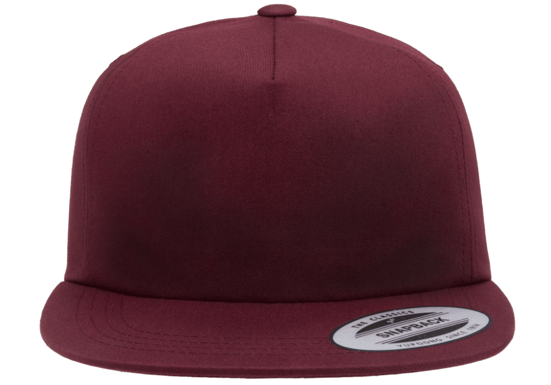 Yupoong 6502 Unstructured 5-Panel Snapback Hat, Flat Bill Cap - YP Classics