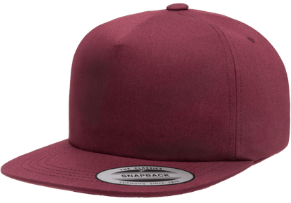 Yupoong 6502 Unstructured 5-Panel Snapback Hat, Flat Bill Cap - YP Classics