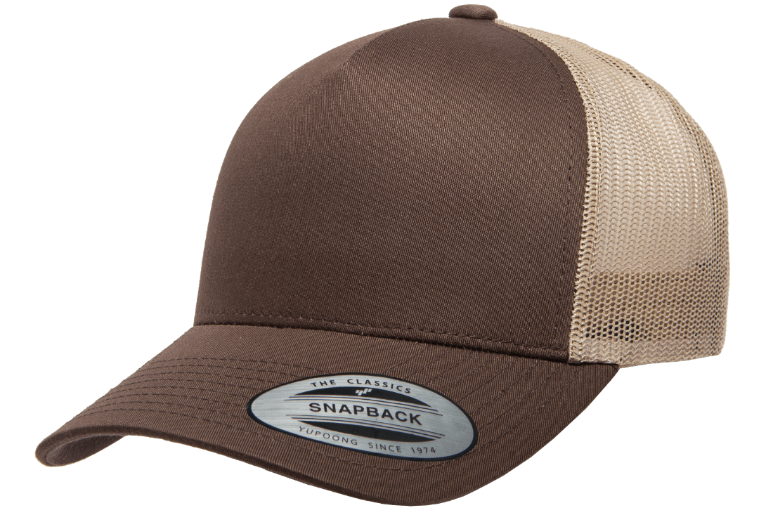 Yupoong 6506T 5-Panel Retro Trucker Hat Baseball Cap with Mesh Back 2-Tone Colors YP Classics