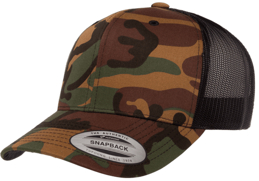 Yupoong 6606CA Camo Retro Trucker Hat Baseball Cap with Mesh Back Camouflage YP Classics - Star Hats & Embroidery