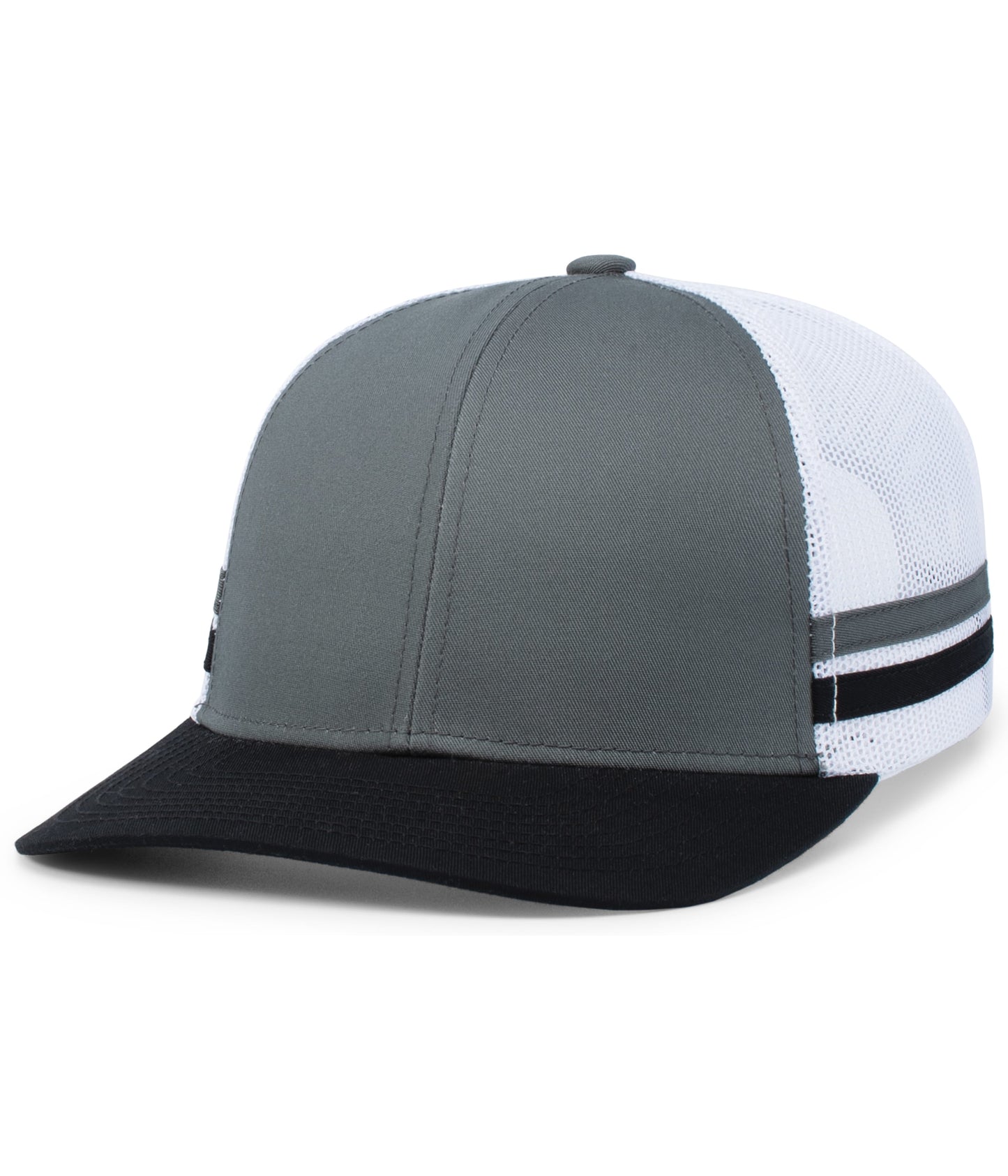 Custom Embroidered Pacific Headwear P115 Low-Profile Stripe Trucker Cap - 3D Embroidery