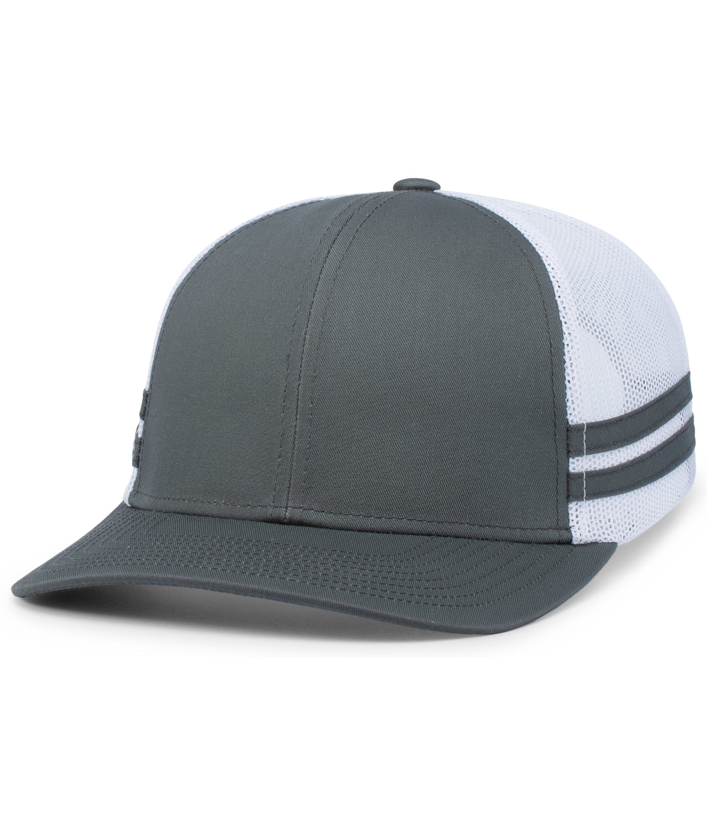 Custom Embroidered Pacific Headwear P115 Low-Profile Stripe Trucker Cap - 3D Embroidery