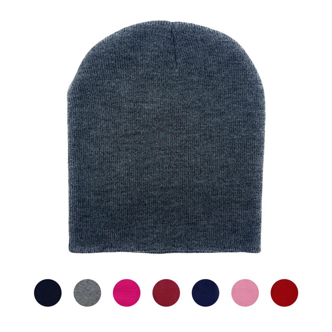 Beanies Caps Toboggan Short Uncuffed Soft Knit in Bulk Multi-Color Plain Blank Wholesale Lot