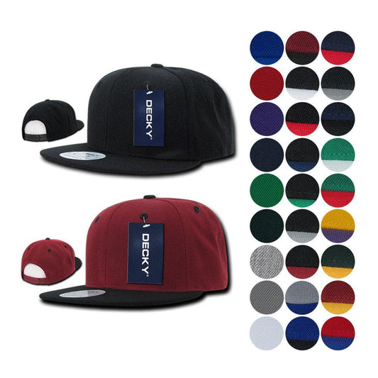 1 Decky Dozen Flat Bill Snapback Caps Hats Solid Two Tone Wholesale Lot!-Casaba Shop - Arclight Wholesale