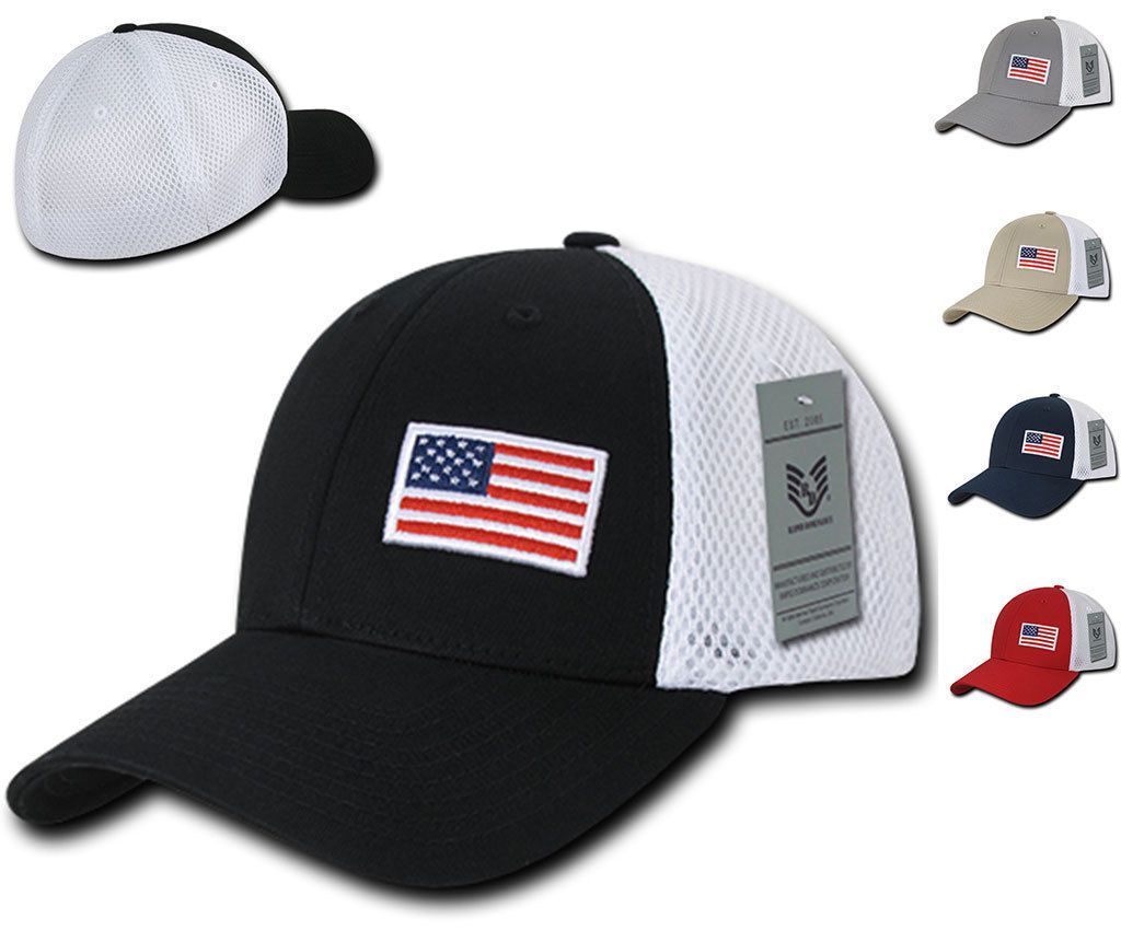 1 Dozen Aero Foam Flex USA Flag Military Mesh Baseball Cotton Caps Wholesale Lots-Casaba Shop