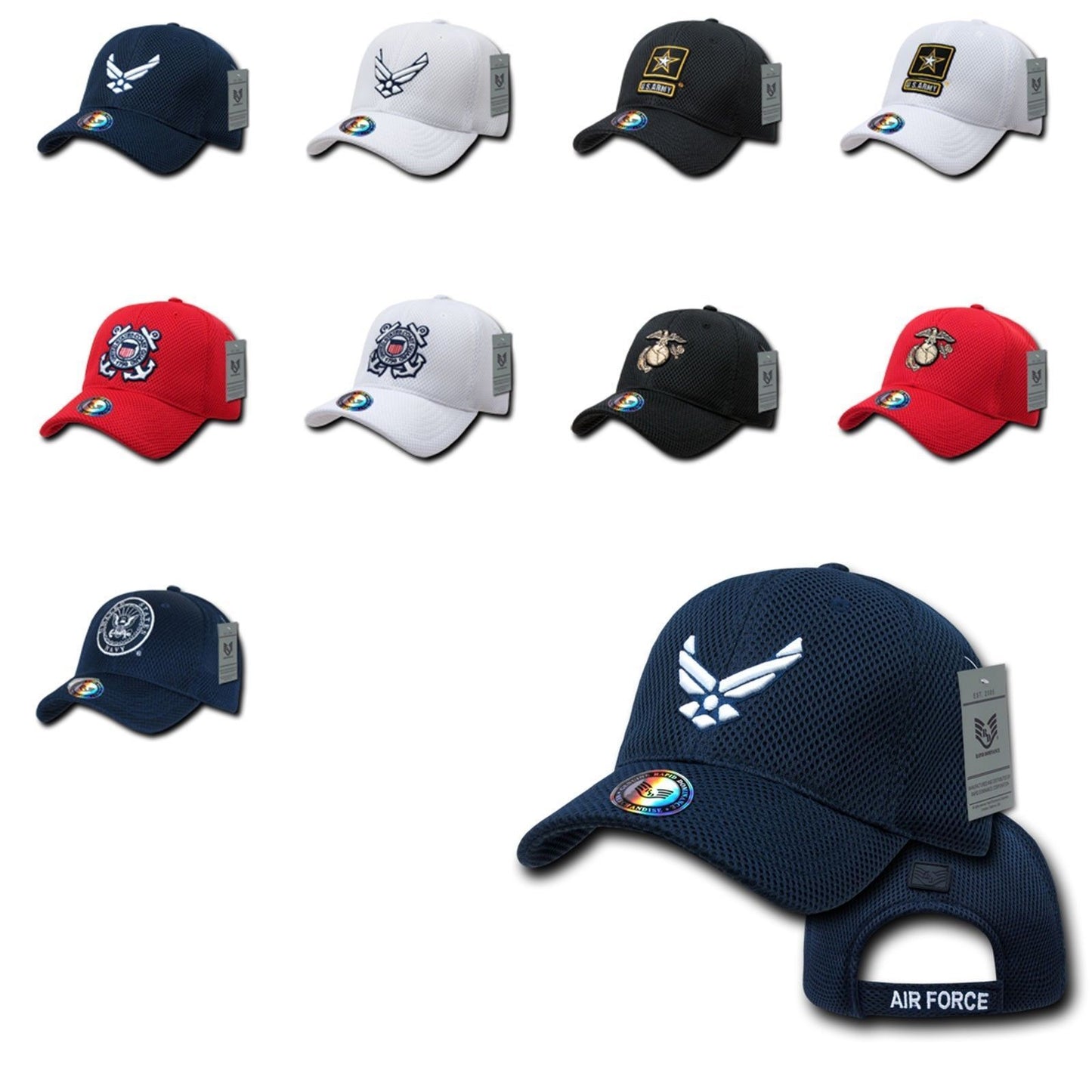 1 Dozen Army Air Force Navy Marines Coastguard Mesh Baseball Hats Caps Wholesale Lots-Casaba Shop