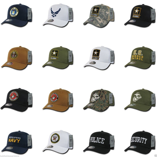 1 Dozen Army Air Force Navy Marines Police Security Trucker Hats Caps Wholesale Lots-Casaba Shop - Arclight Wholesale