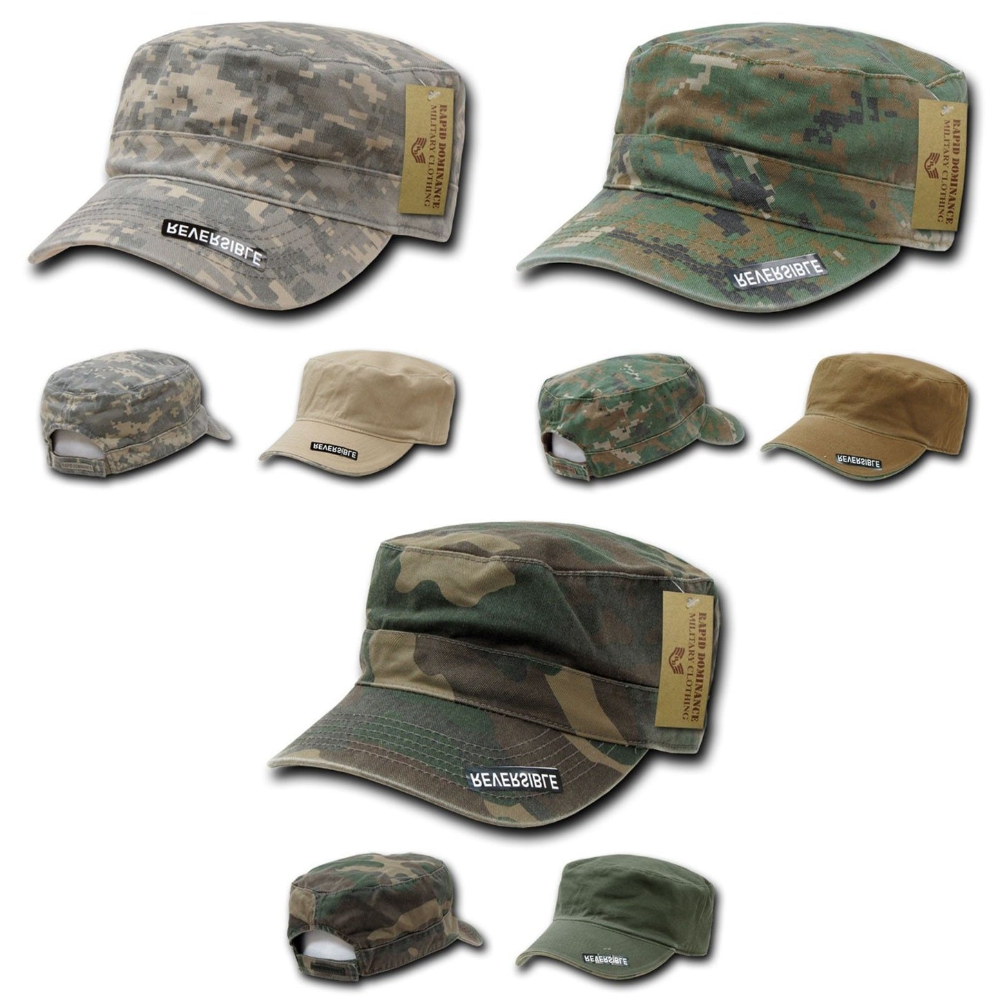 1 Dozen Bdu Patrol Cadet Military Reversible Flat Camo Caps Hats Wholesale Lots-Casaba Shop