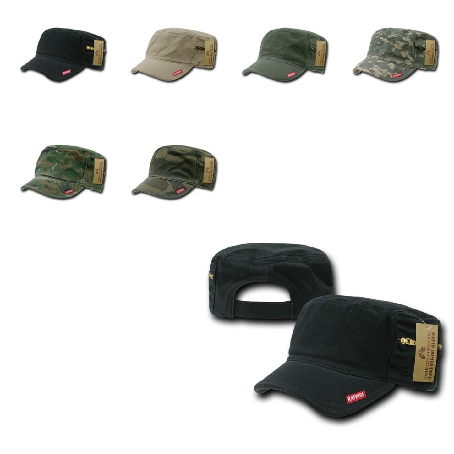 1 Dozen Bdu Patrol Fatigue Cadet Military Zipper Camo Caps Hats Wholesale Lots!-Casaba Shop