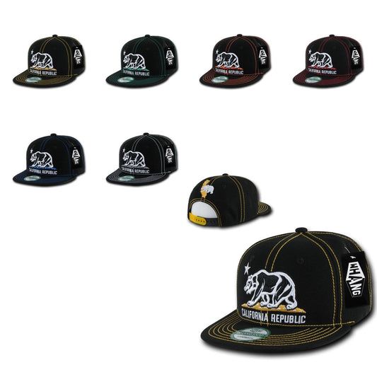 1 Dozen California Republic Bear Contra Stitch Flat Bill Snapback Hat Wholesale Bulk-Casaba Shop - Arclight Wholesale