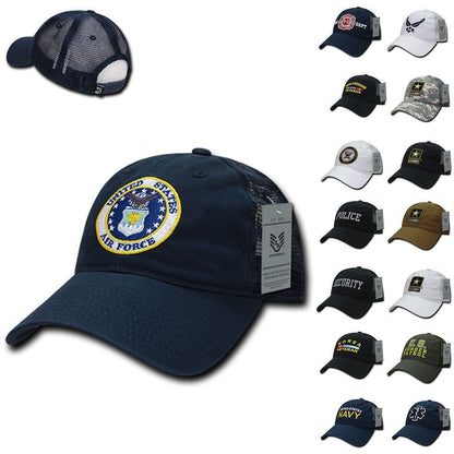 1 Dozen 6 Panel Relaxed Trucker Cotton Military Low Crown Caps Hats Wholesale Lots-Casaba Shop