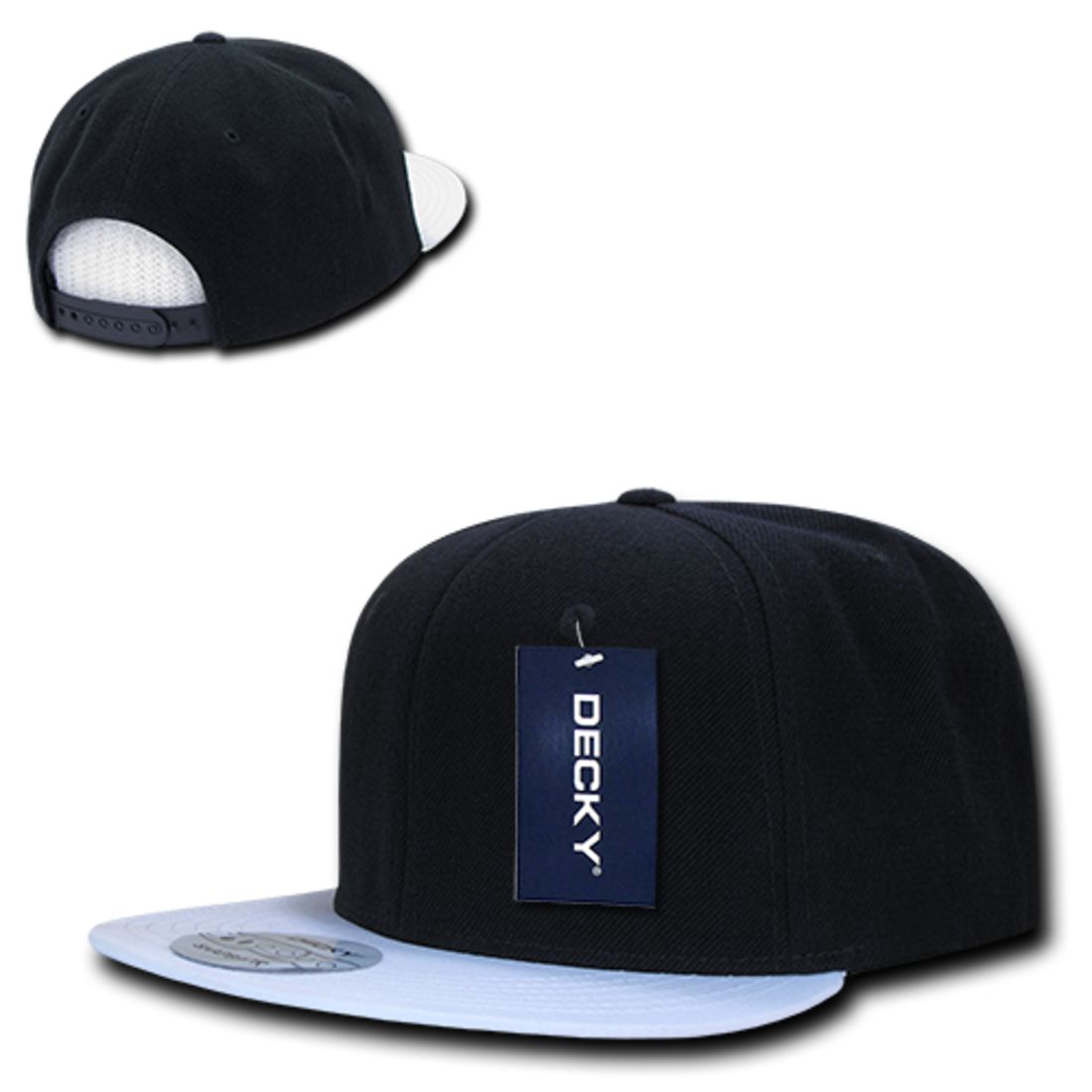 Decky 1046 High Profile Two Tone Brim Snapback Hats 6 Panel Caps Flat Bill Wholesale