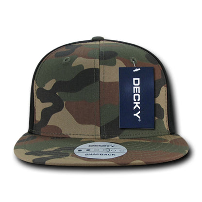 Decky 1049 High Profile Camouflage Snapback Hats 6 Panel Caps Flat Bill Structured Wholesale