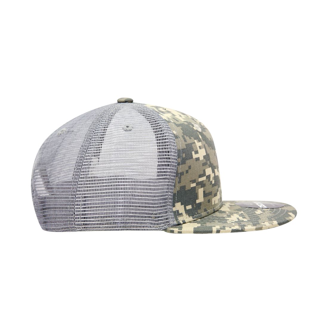 Decky 1055 Camo Trucker Hats High Profile 6 Panel Snapback Caps Flat Bill Mesh Wholesale