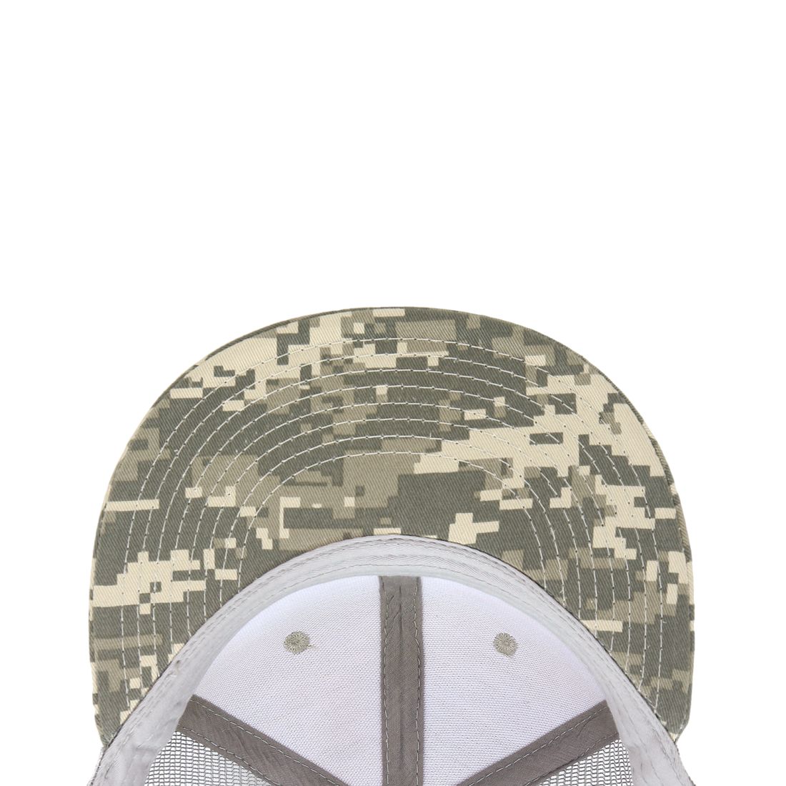 Decky 1055 Camo Trucker Hats High Profile 6 Panel Snapback Caps Flat Bill Mesh Wholesale