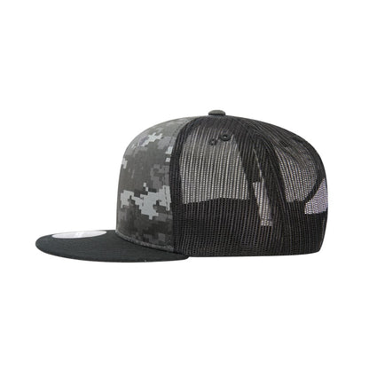 Decky 1055 Camo Trucker Hats High Profile 6 Panel Snapback Caps Flat Bill Mesh Wholesale