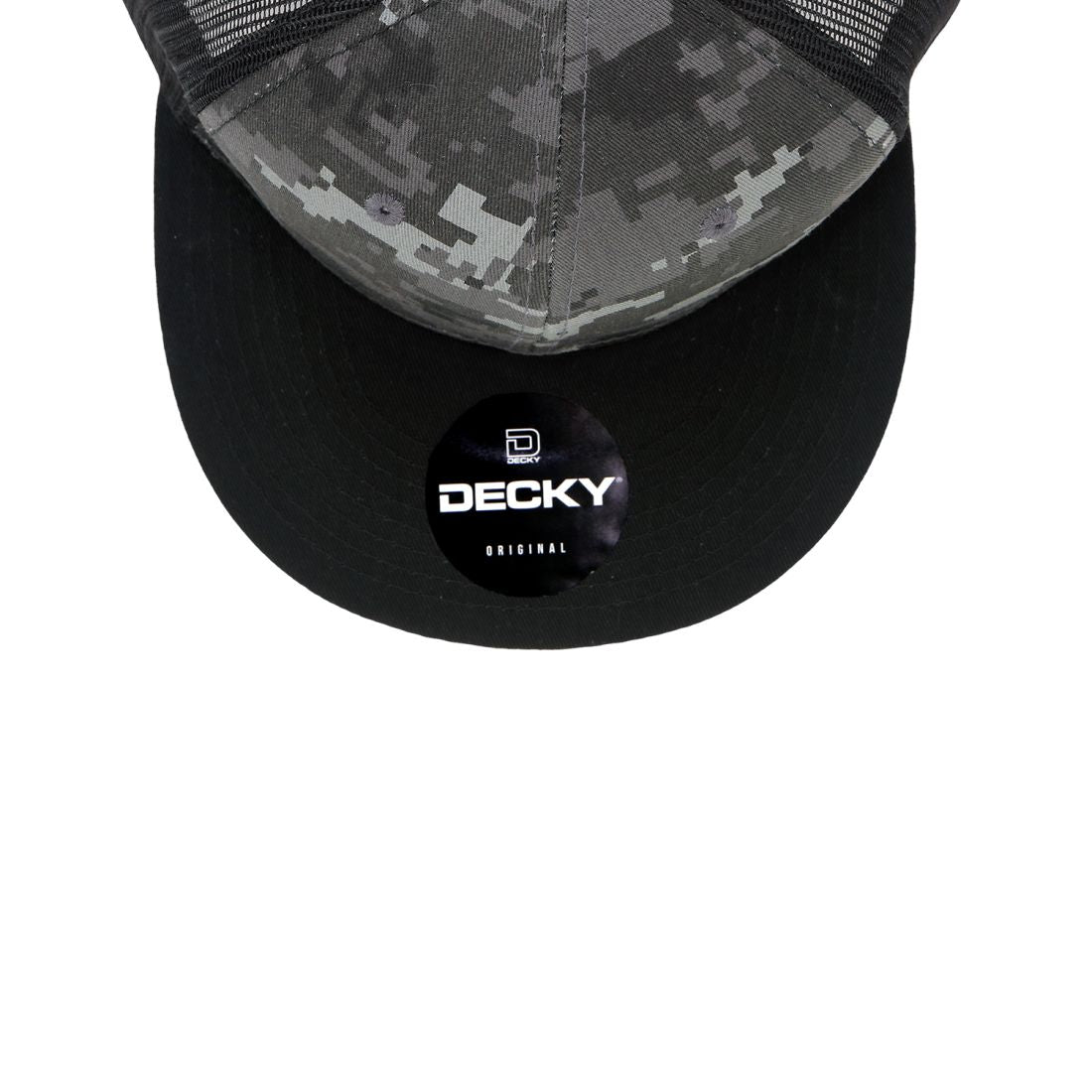 Decky 1055 Camo Trucker Hats High Profile 6 Panel Snapback Caps Flat Bill Mesh Wholesale