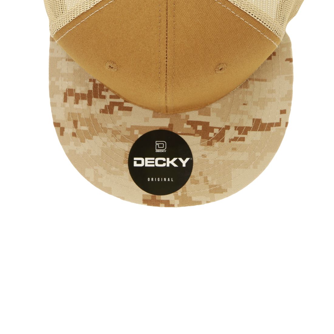 Decky 1055 Camo Trucker Hats High Profile 6 Panel Snapback Caps Flat Bill Mesh Wholesale