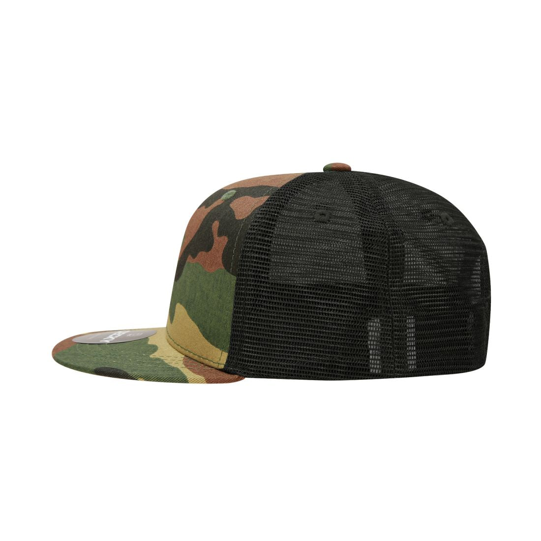 Decky 1055 Camo Trucker Hats High Profile 6 Panel Snapback Caps Flat Bill Mesh Wholesale