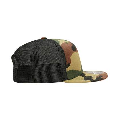 Decky 1055 Camo Trucker Hats High Profile 6 Panel Snapback Caps Flat Bill Mesh Wholesale