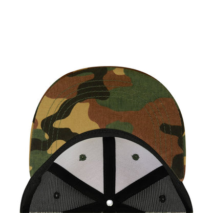 Decky 1055 Camo Trucker Hats High Profile 6 Panel Snapback Caps Flat Bill Mesh Wholesale