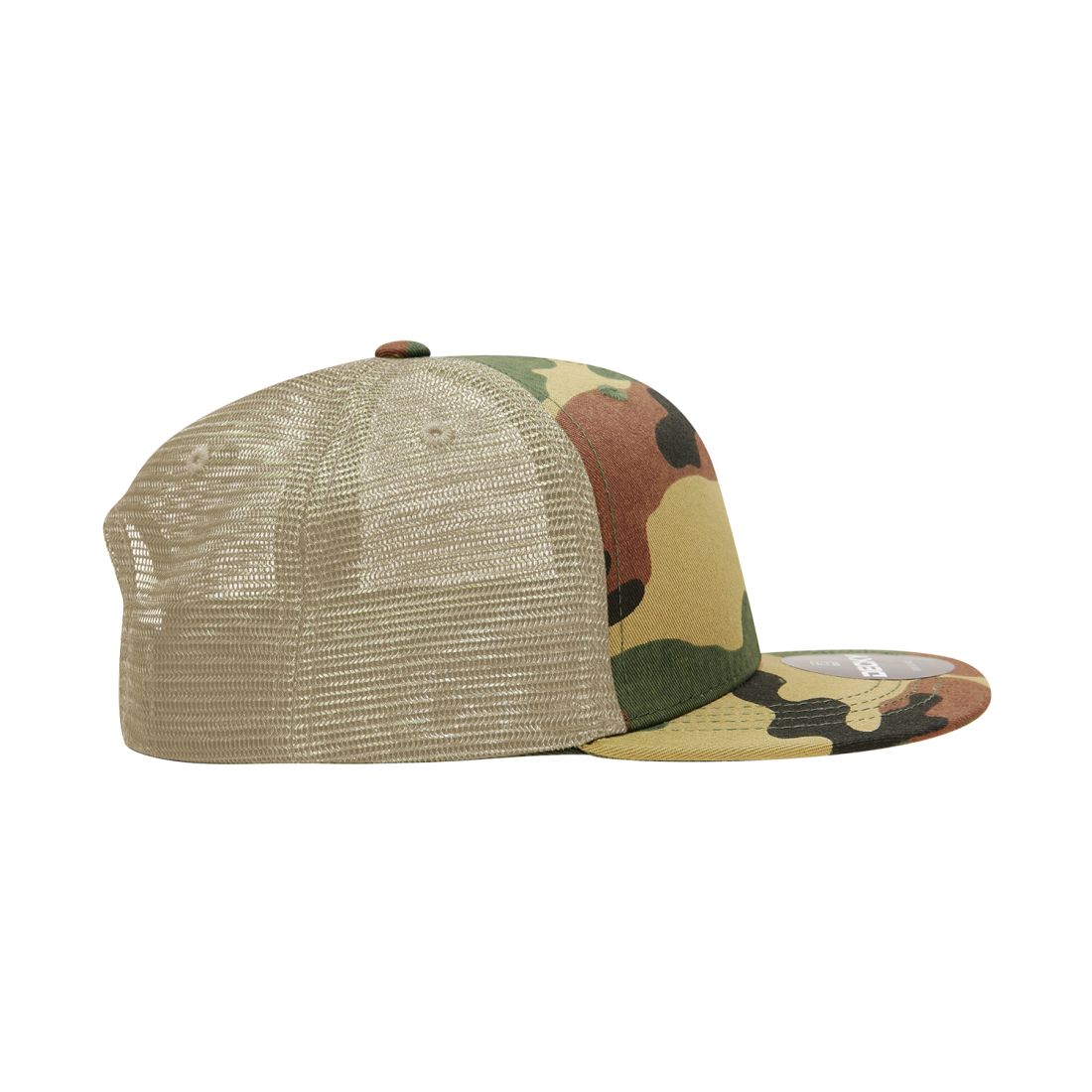 Decky 1055 Camo Trucker Hats High Profile 6 Panel Snapback Caps Flat Bill Mesh Wholesale